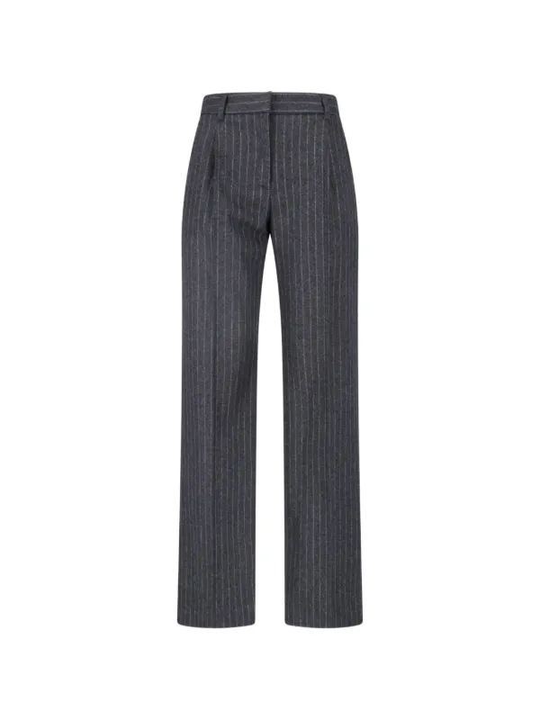 Lardini Pinstripe-print Pleated Trousers in Grey