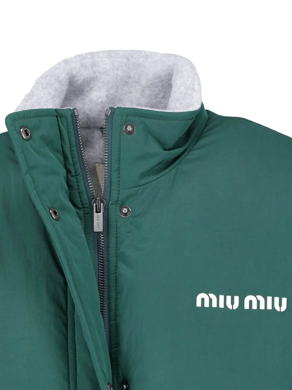 Miu pongé and fleece jacket Groen