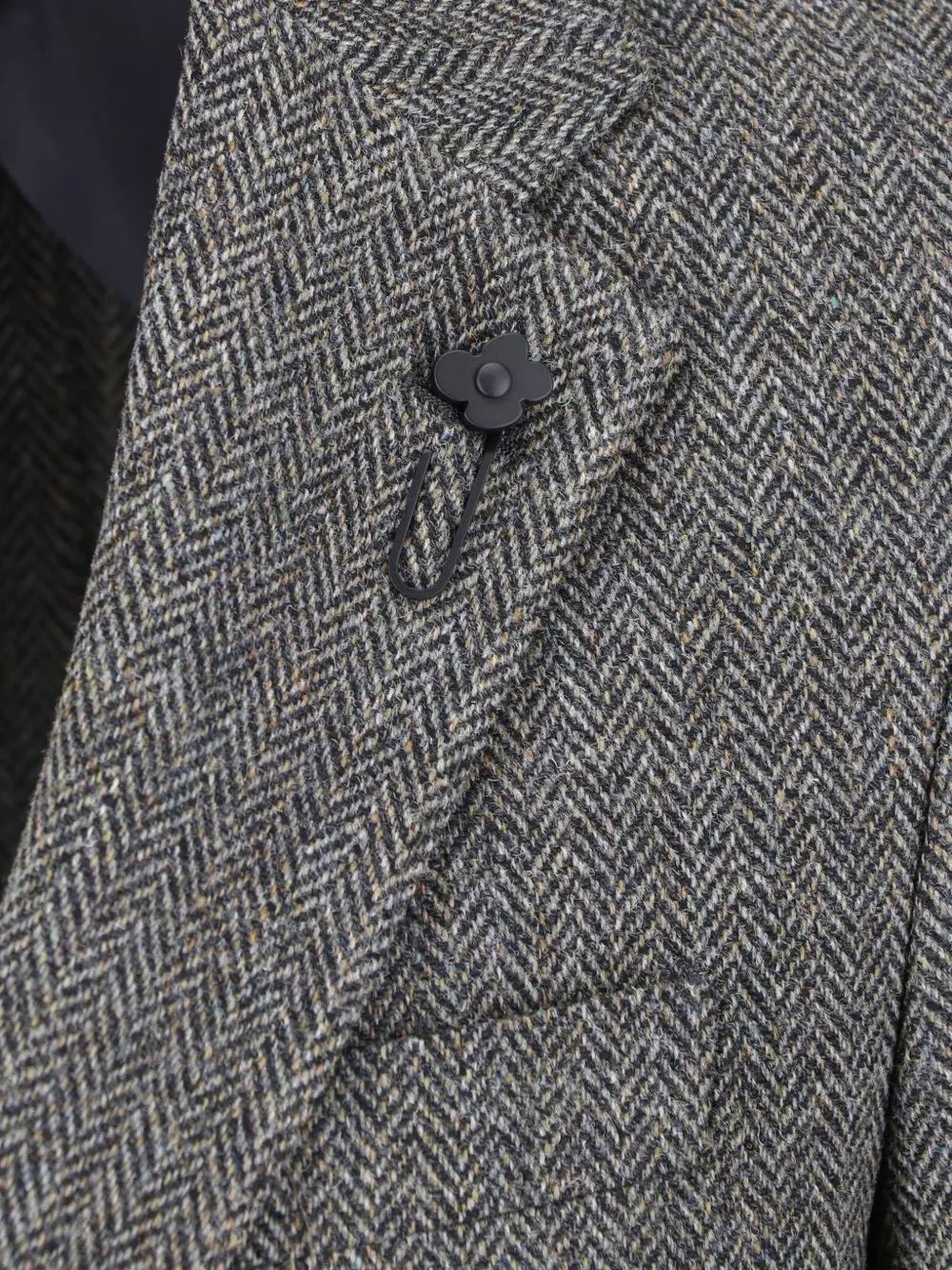 Lardini x Sugar gebreid jack met gekerfde revers en visgraat-patroon Grijs
