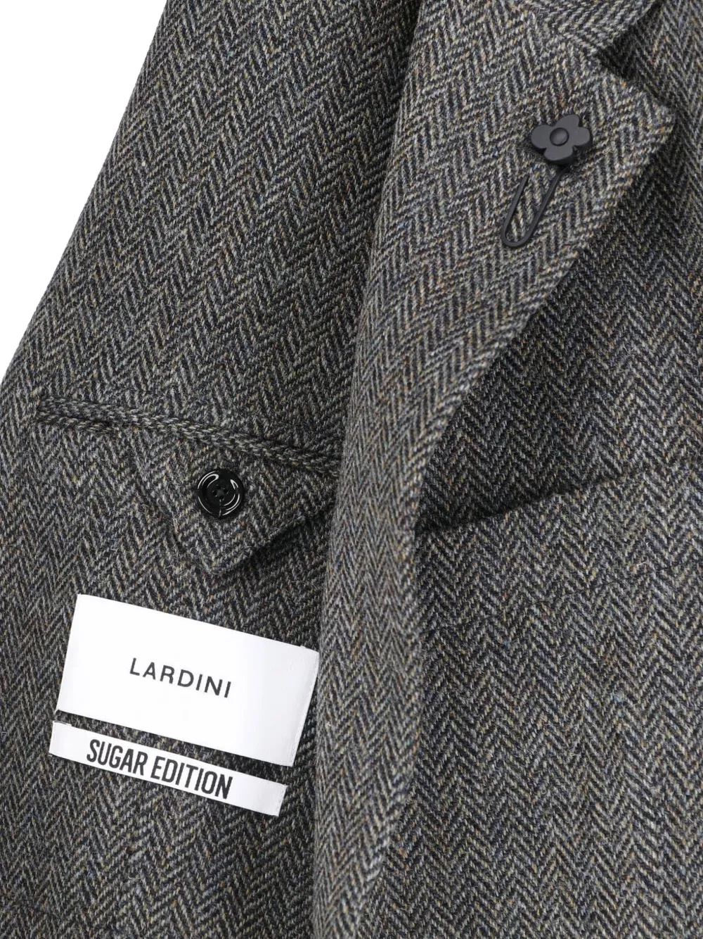 Lardini x Sugar gebreid jack met gekerfde revers en visgraat-patroon Grijs