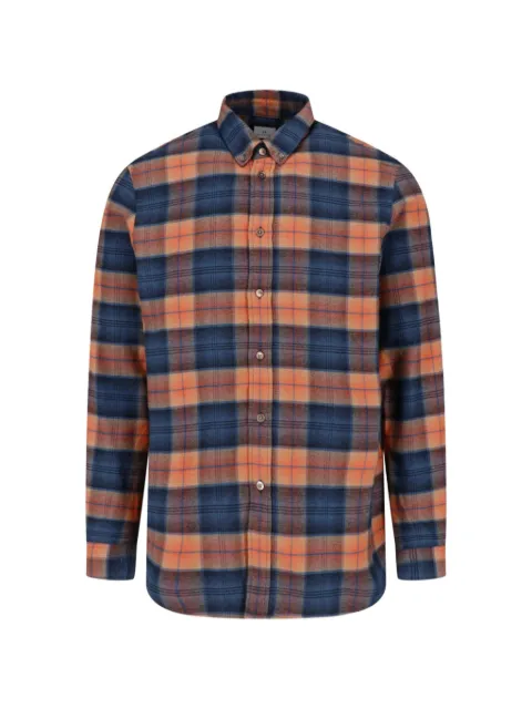 Paul Smith orange and blue check cotton shirt