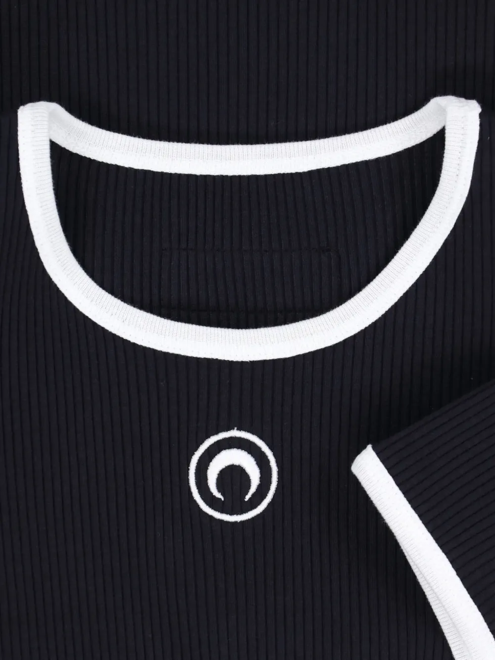 Marine Serre Moon logo ribbed baby-fit T-shirt Zwart