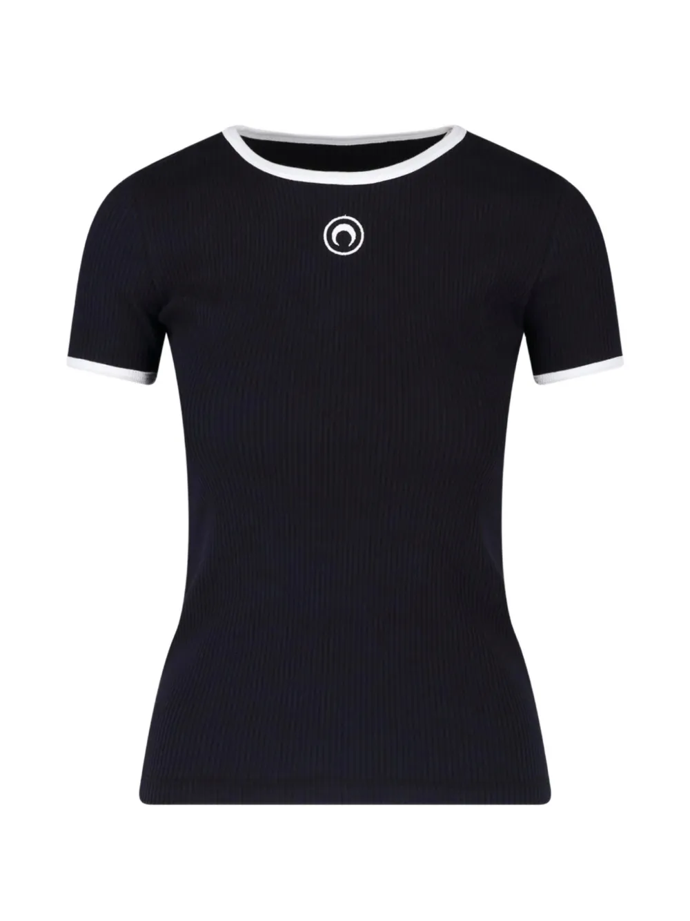 Marine Serre Moon logo ribbed baby-fit T-shirt Zwart