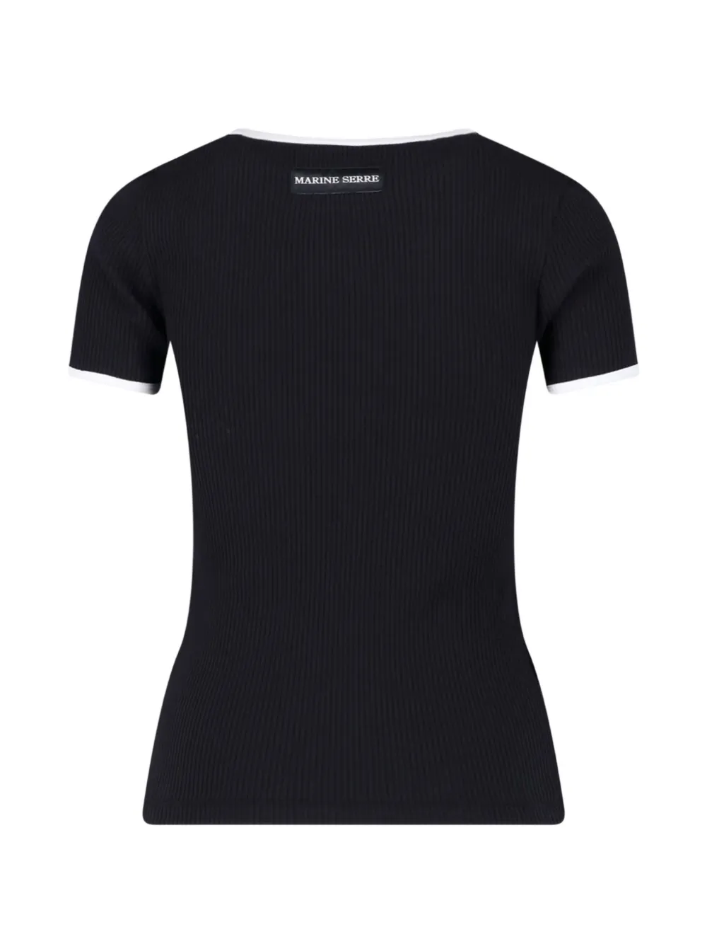Marine Serre Moon logo ribbed baby-fit T-shirt Zwart
