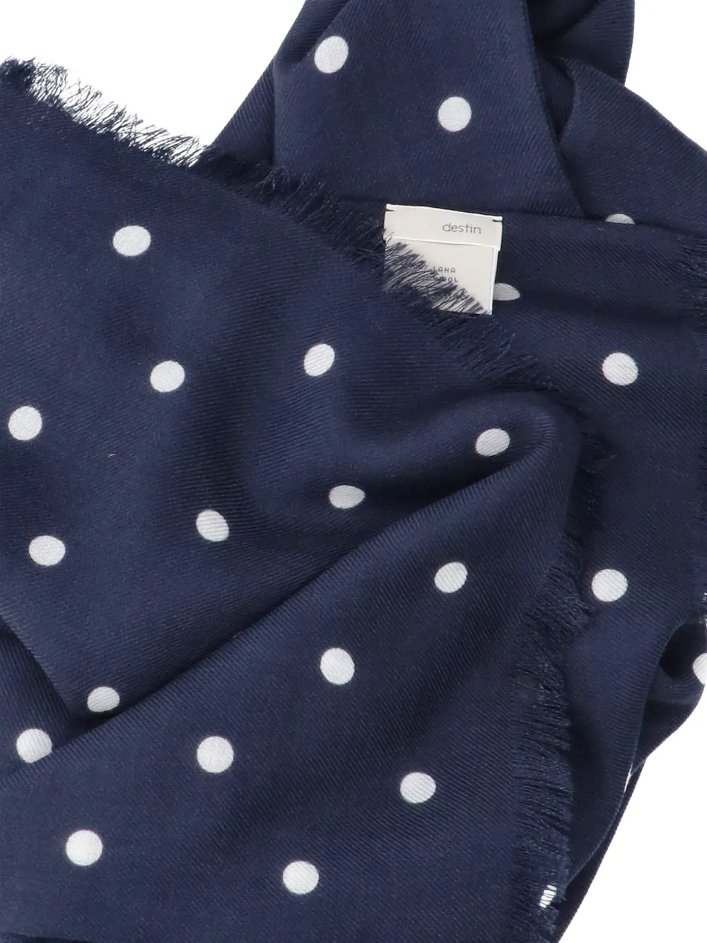 Destin polka-dot frayed scarf Blauw