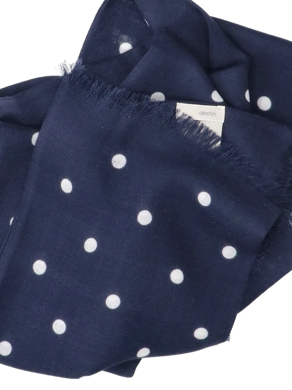 Destin polka-dot frayed-edge scarf Blauw
