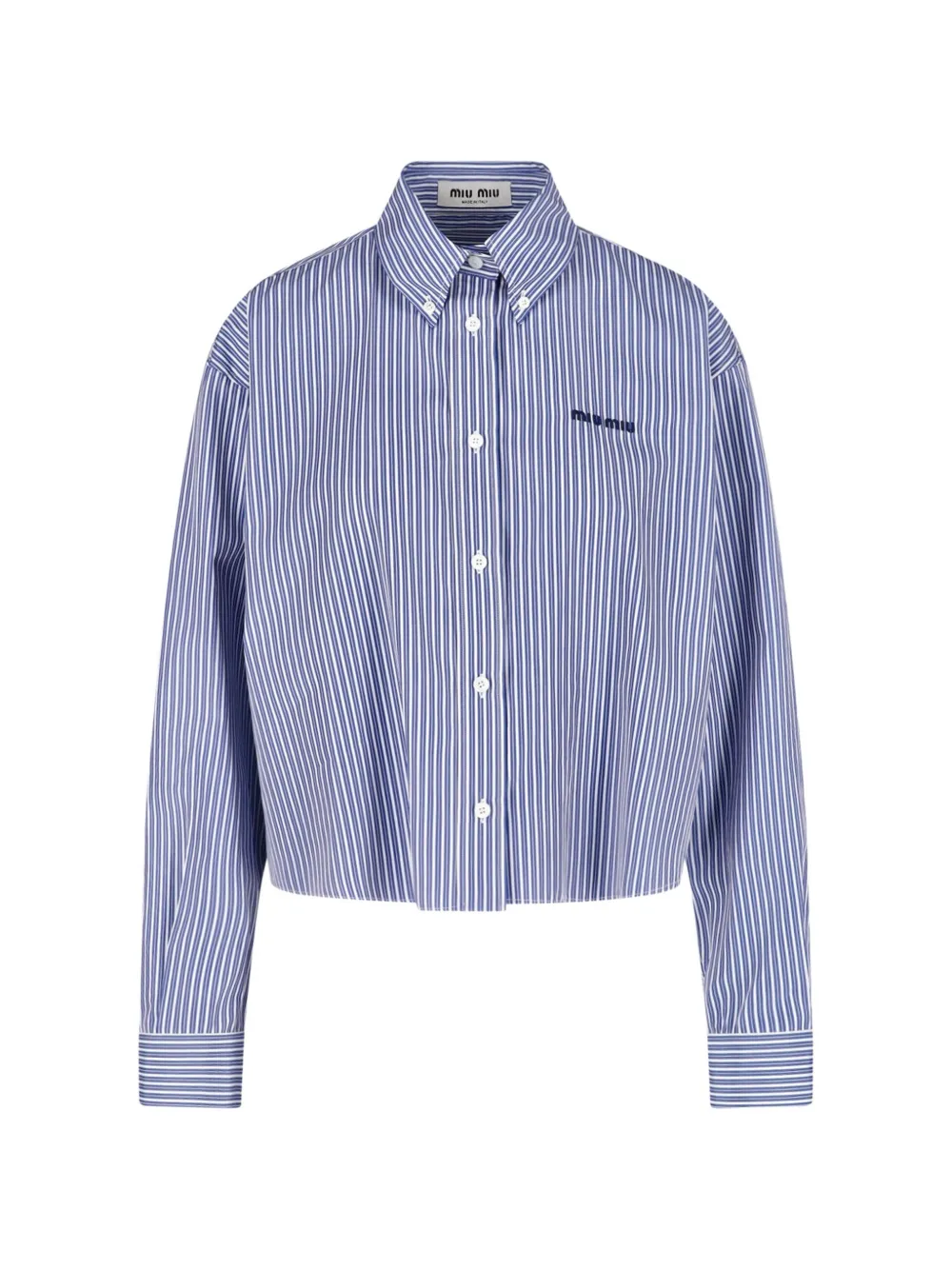 Miu Miu chemise en popeline à fines rayures - Bleu Miu Miu chemise en popeline à fines rayures - Bleu