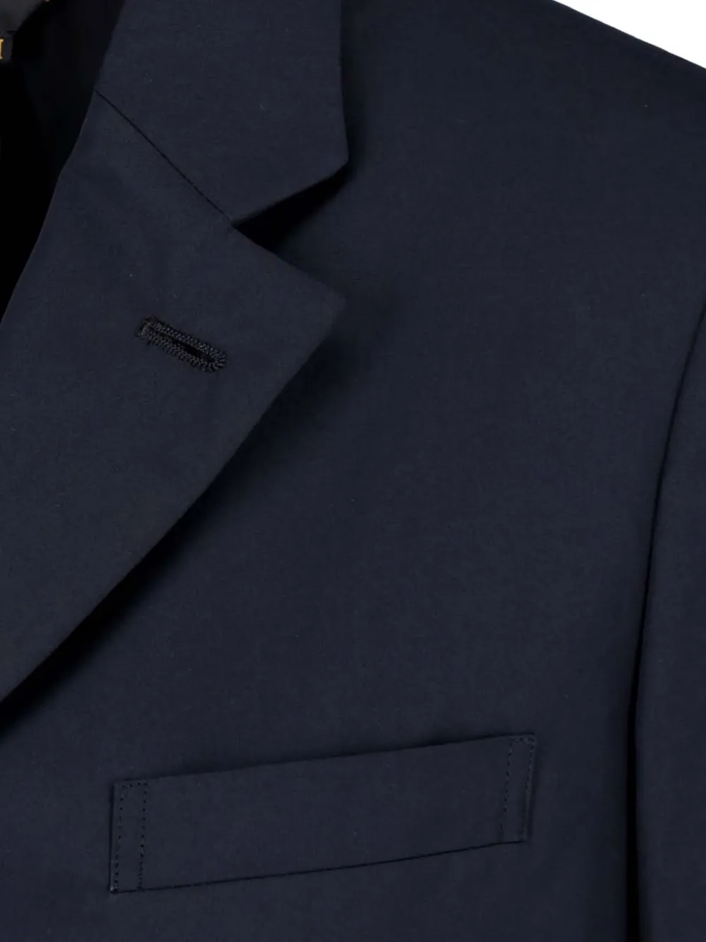Comme Des Garçons ruffled-trim single-breasted blazer Blauw
