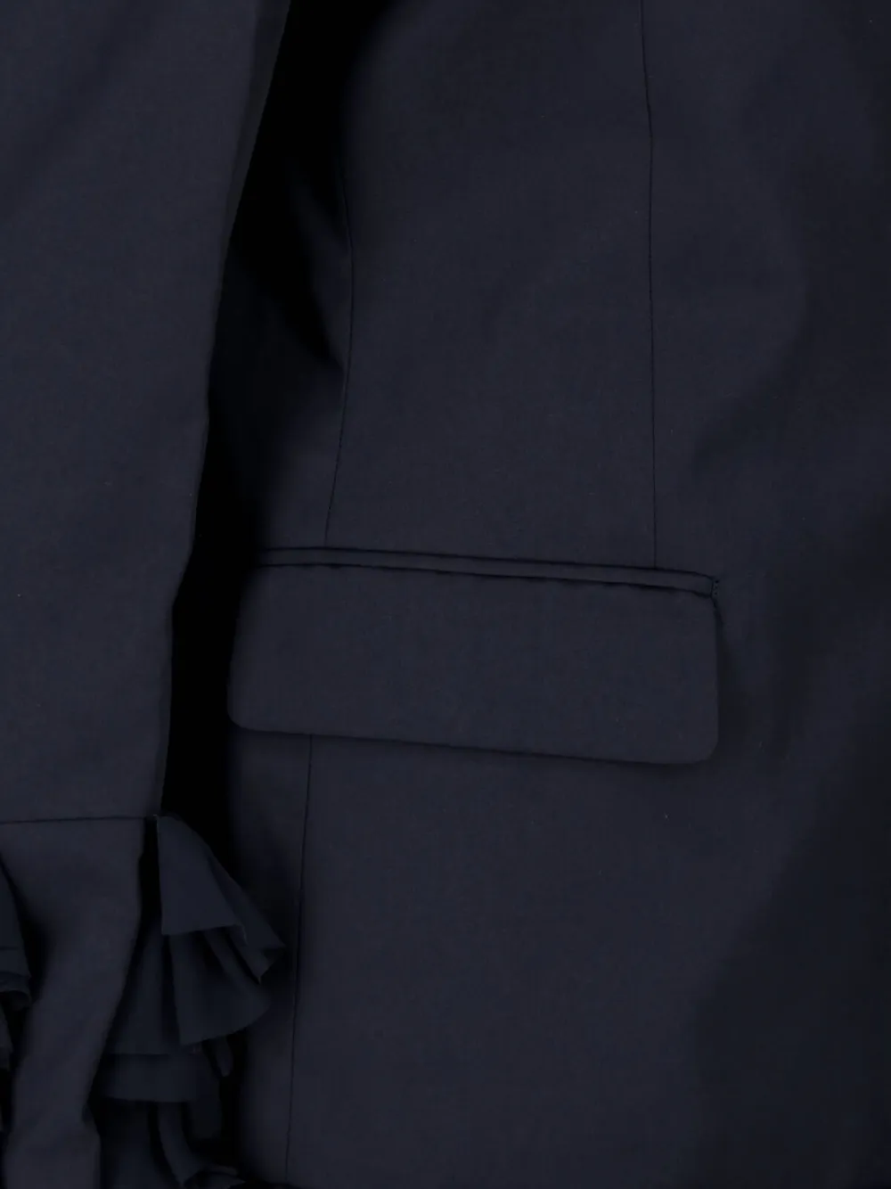 Comme Des Garçons ruffled-trim single-breasted blazer Blauw