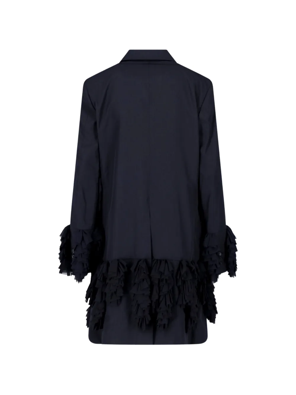 Comme Des Garçons ruffled-trim single-breasted blazer Blauw