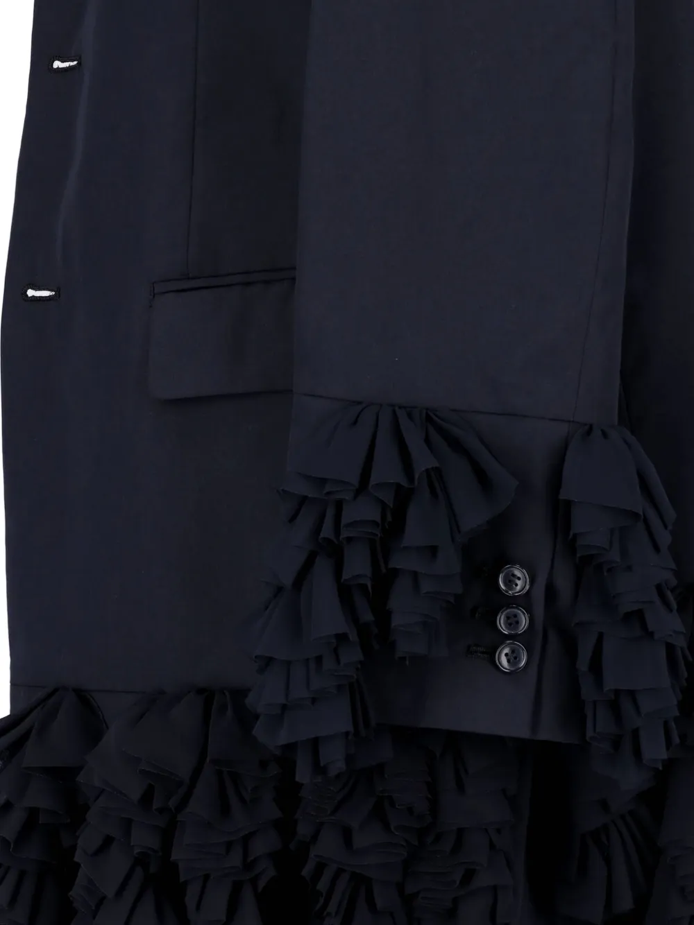 Comme Des Garçons ruffled-trim single-breasted blazer Blauw