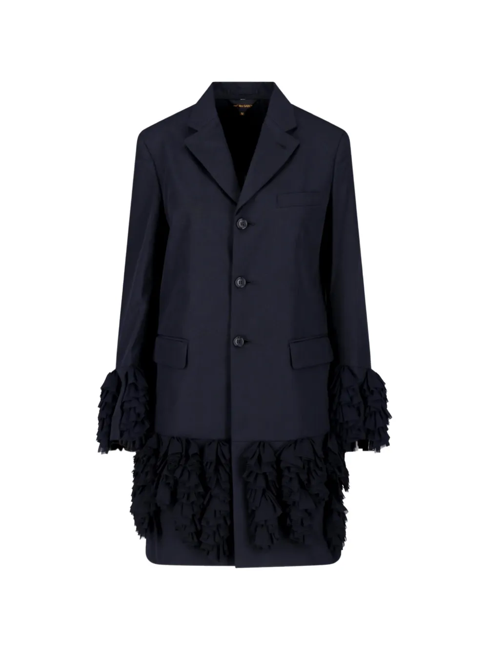 Comme Des Garçons ruffled-trim single-breasted blazer Blauw