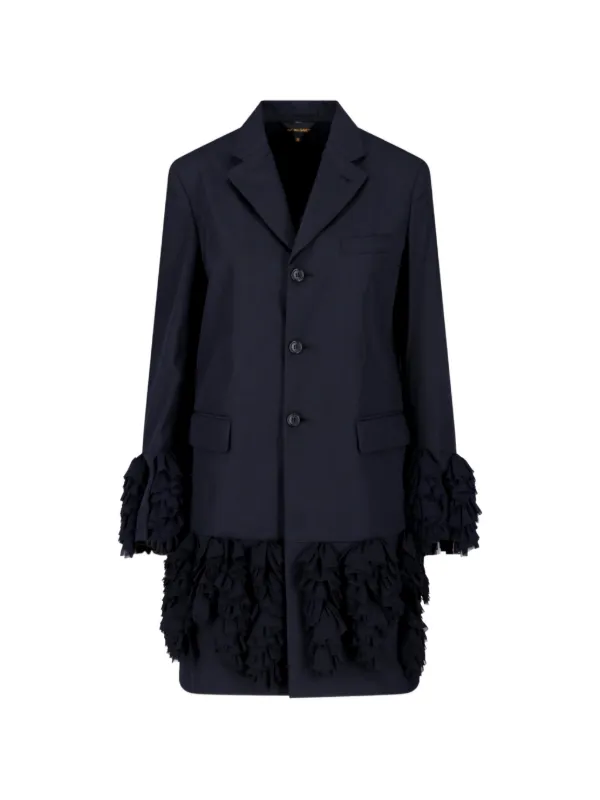 Comme des Garçons Ruffled-trim Single-breasted Blazer in Blue