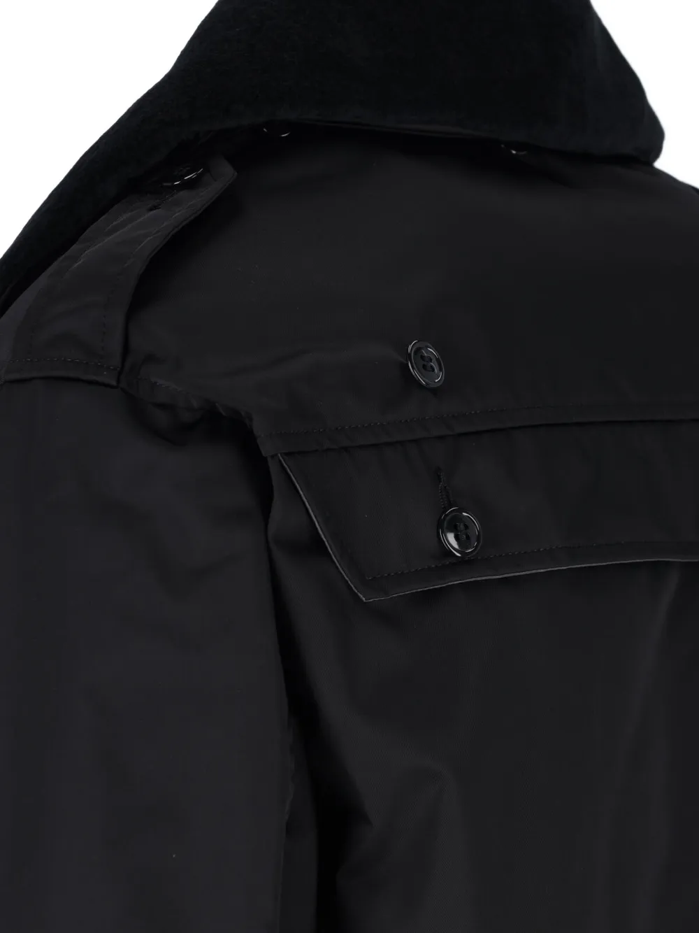 Junya Watanabe MAN faux-shearling collar epaulette jacket Zwart
