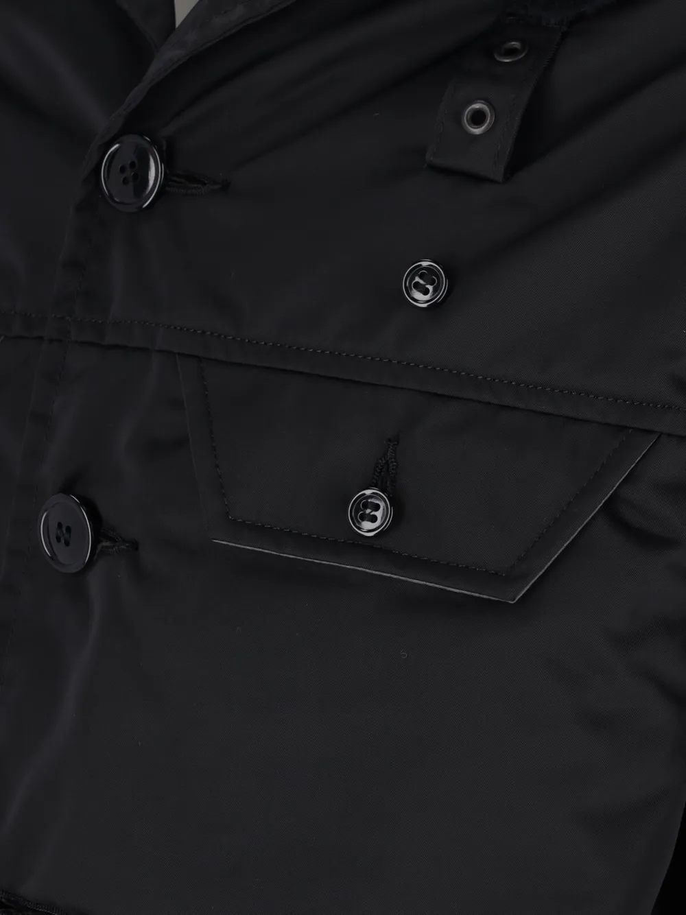 Junya Watanabe MAN faux-shearling collar epaulette jacket Zwart