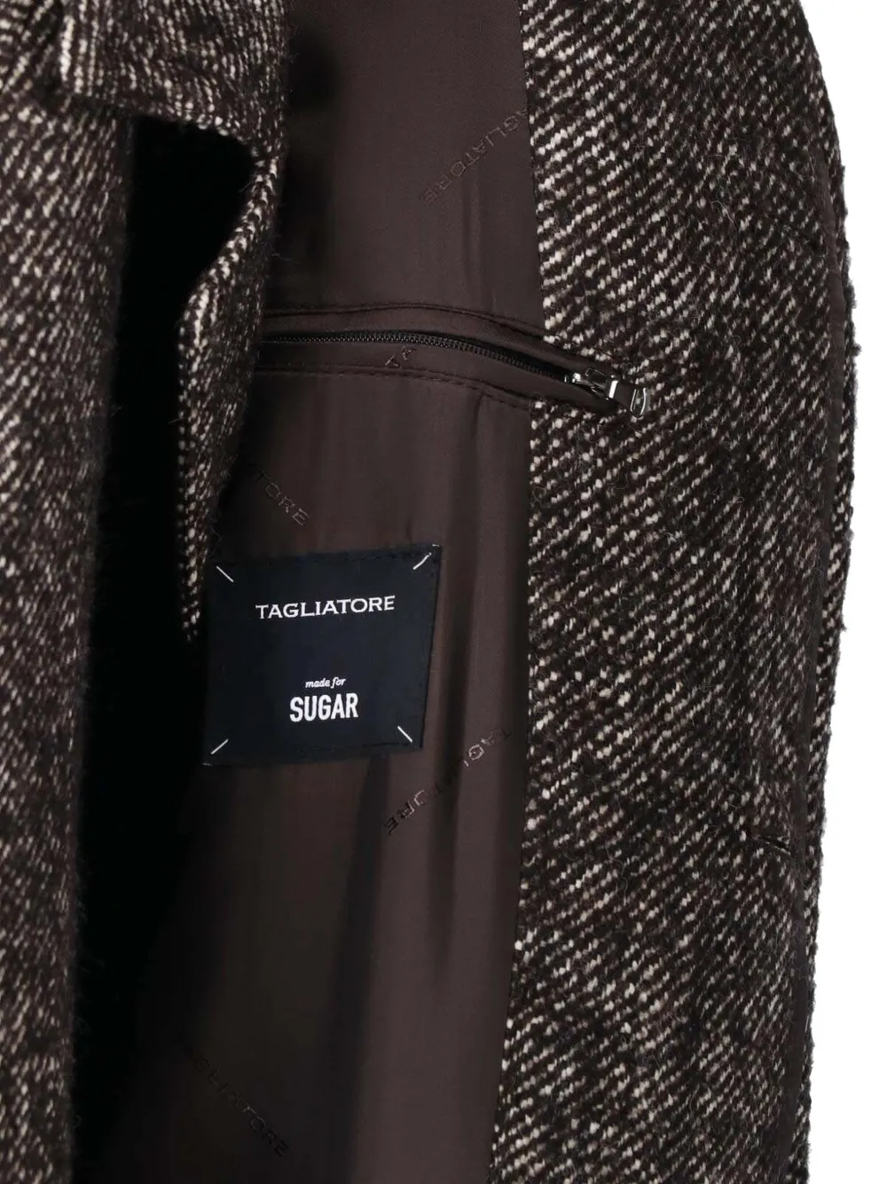 Tagliatore marl-pattern raglan-sleeve coat Bruin