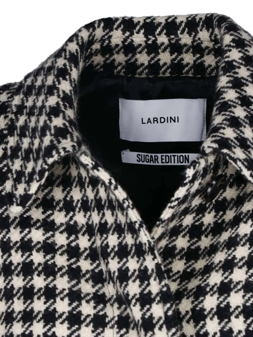 Lardini Houndstooth-pattern Belted Coat in Black, view 4