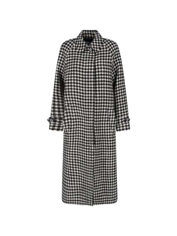 Lardini Houndstooth-pattern Belted Coat in Black