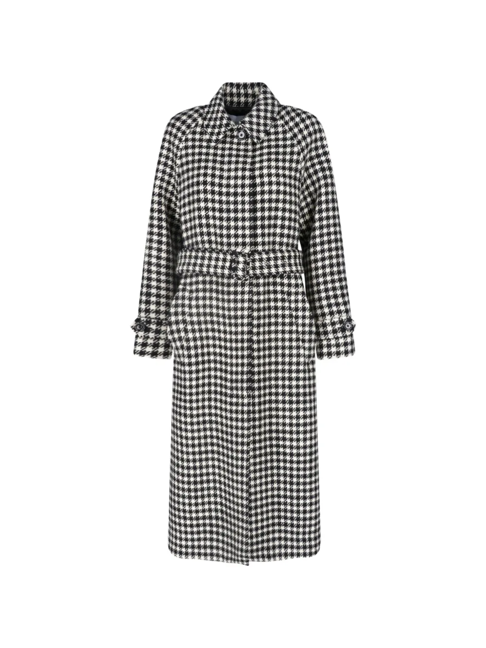 Lardini Houndstooth-pattern Belted Coat in Black, view 5