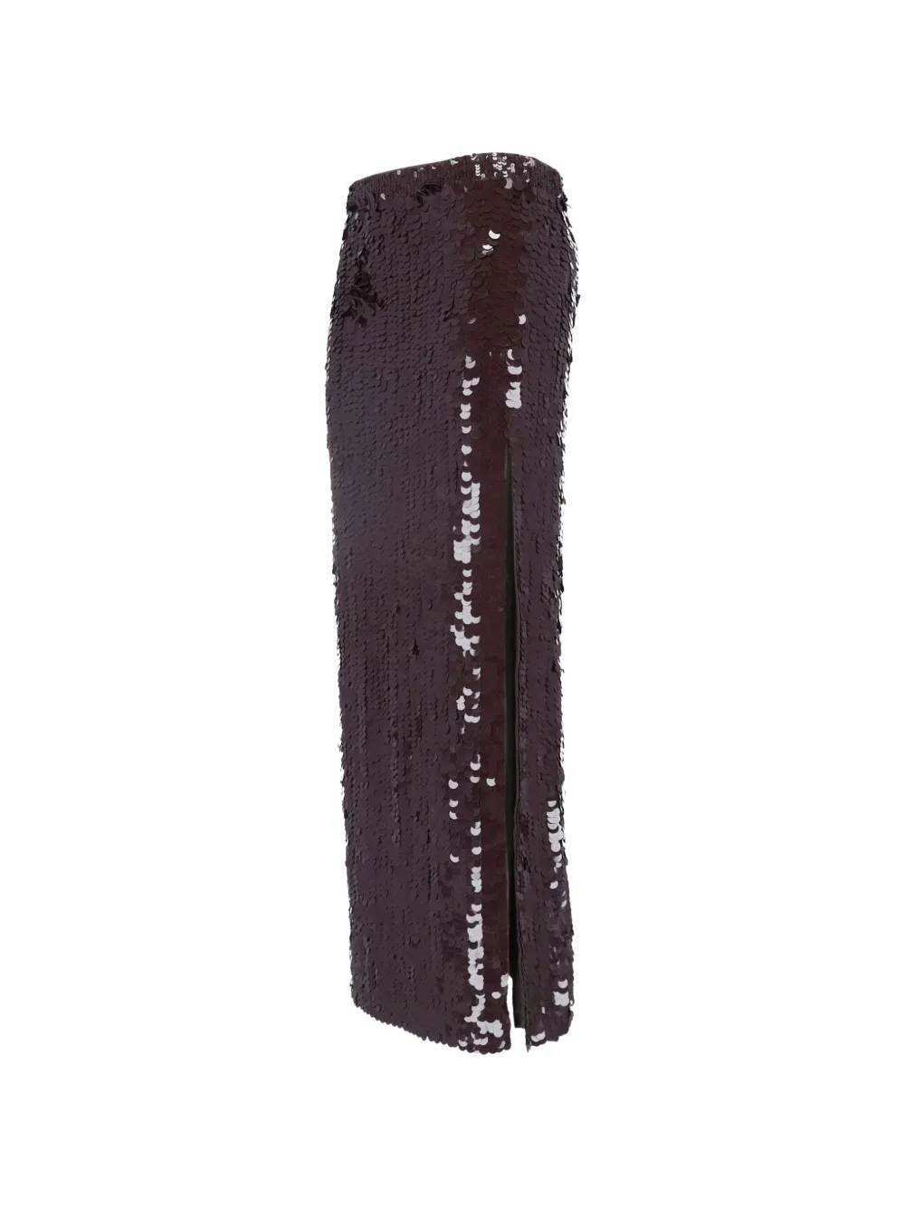 P.A.R.O.S.H. Maxi-rok met split en verfraaid met pailletten Bruin