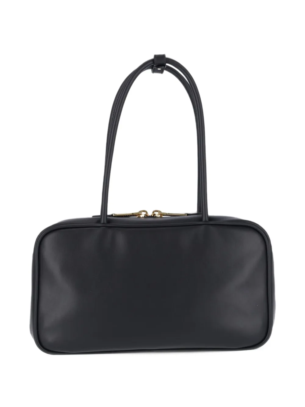 Miu Beau leren tas met handvat Zwart