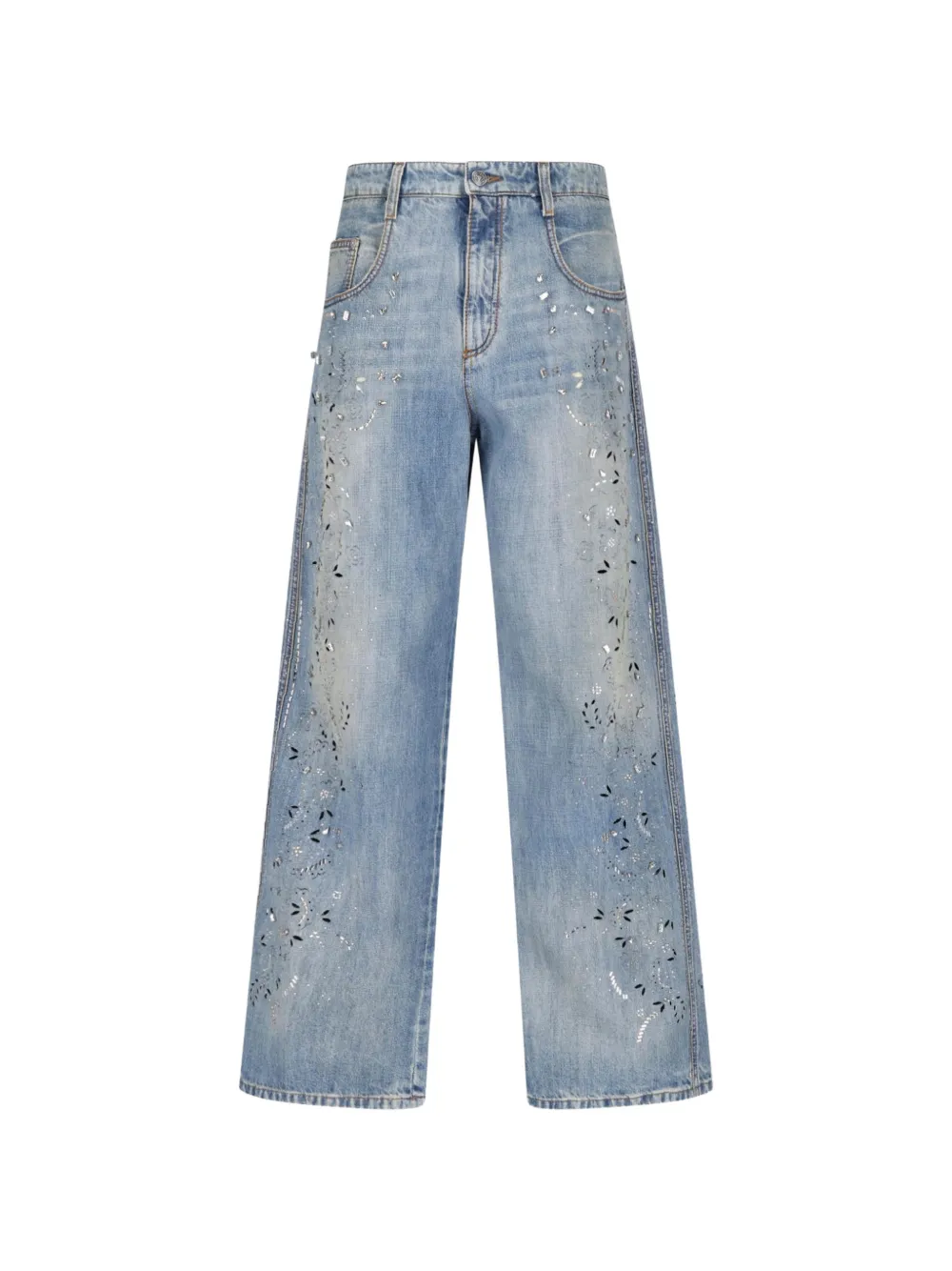 Ermanno Scervino crystal-embellished laser-cut jeans - Blau