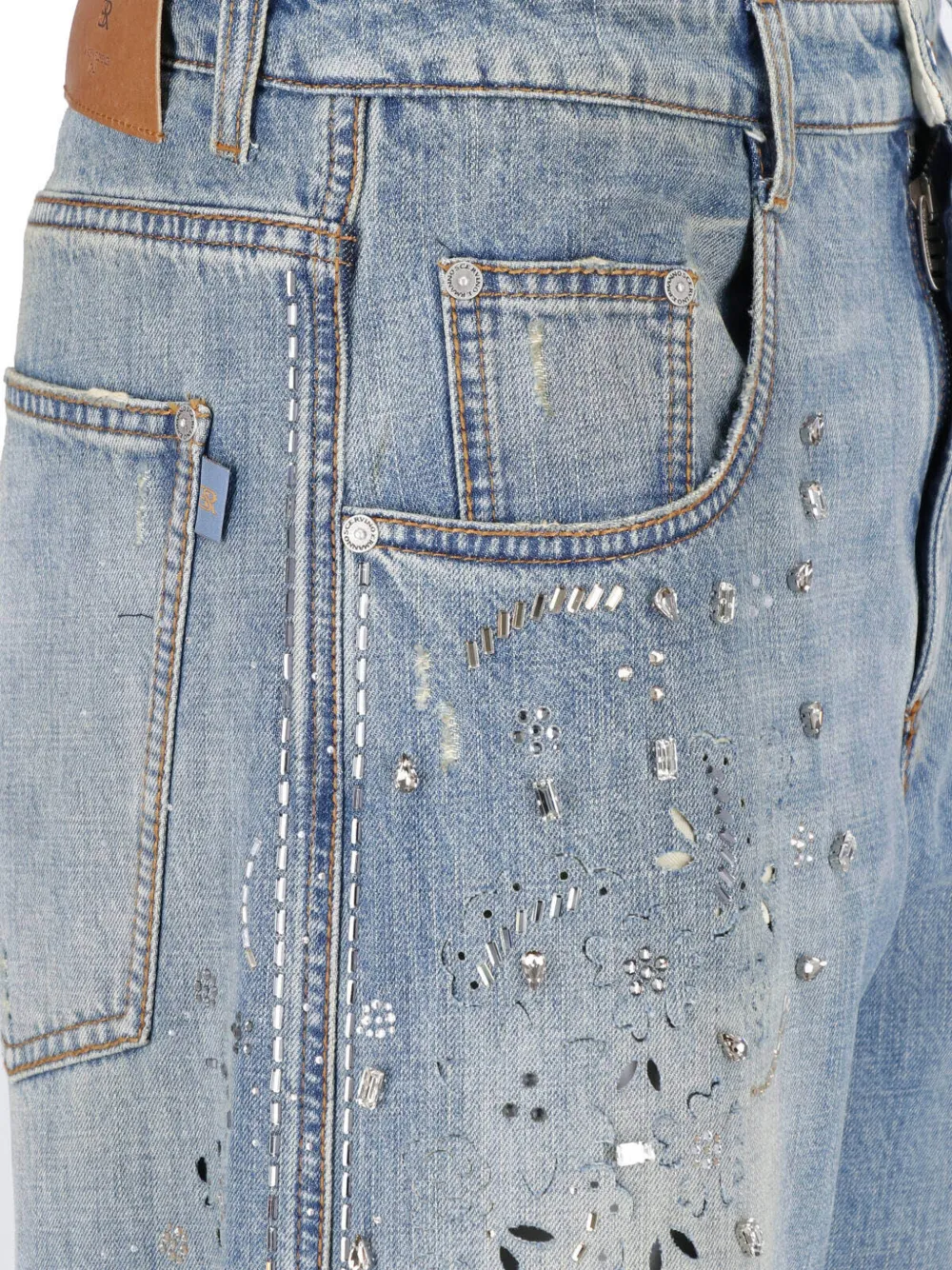 Ermanno Scervino crystal-embellished laser-cut jeans Blauw