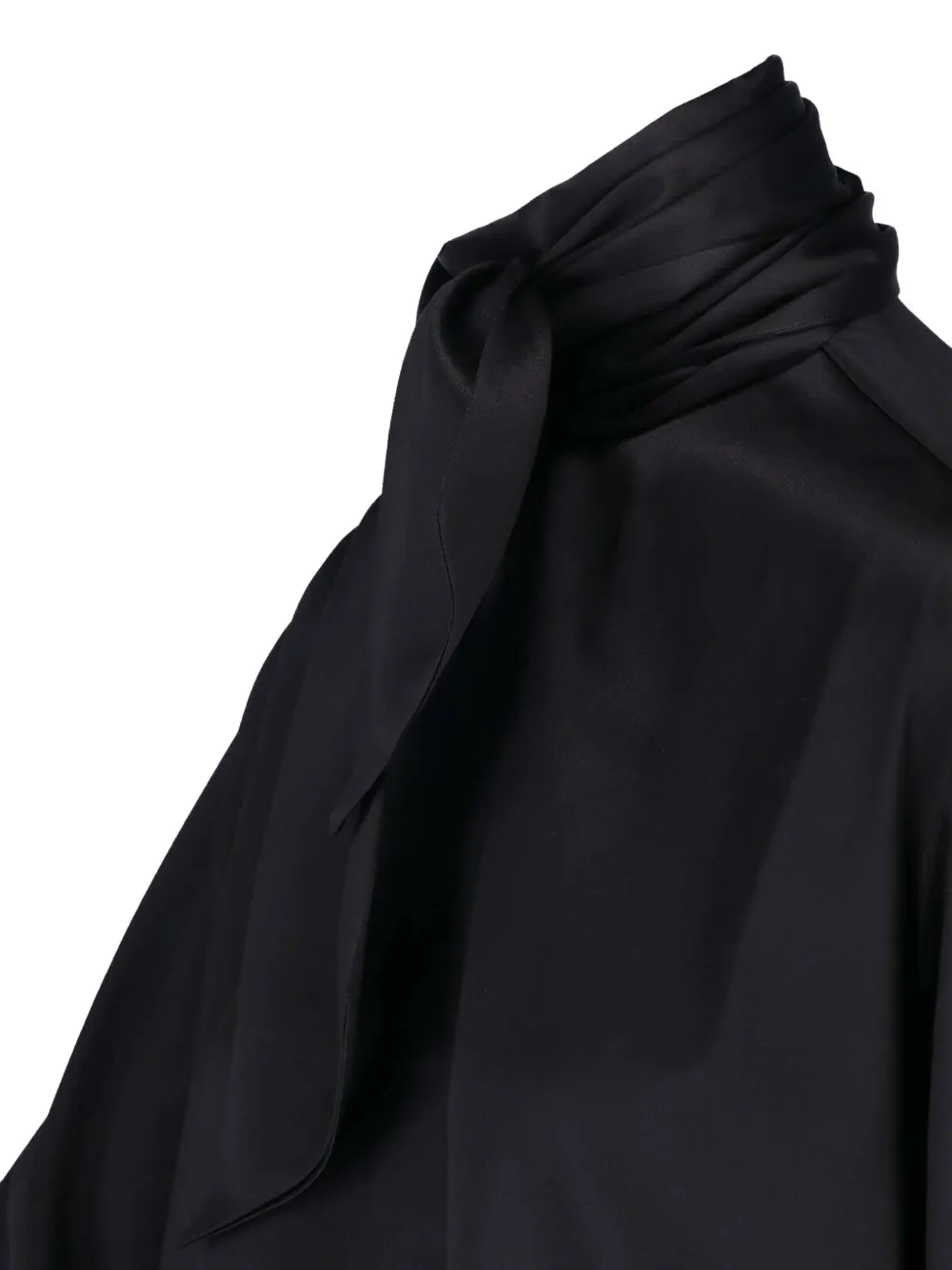 SA SU PHI Blouse met strikhals en uitlopende manchetten Zwart