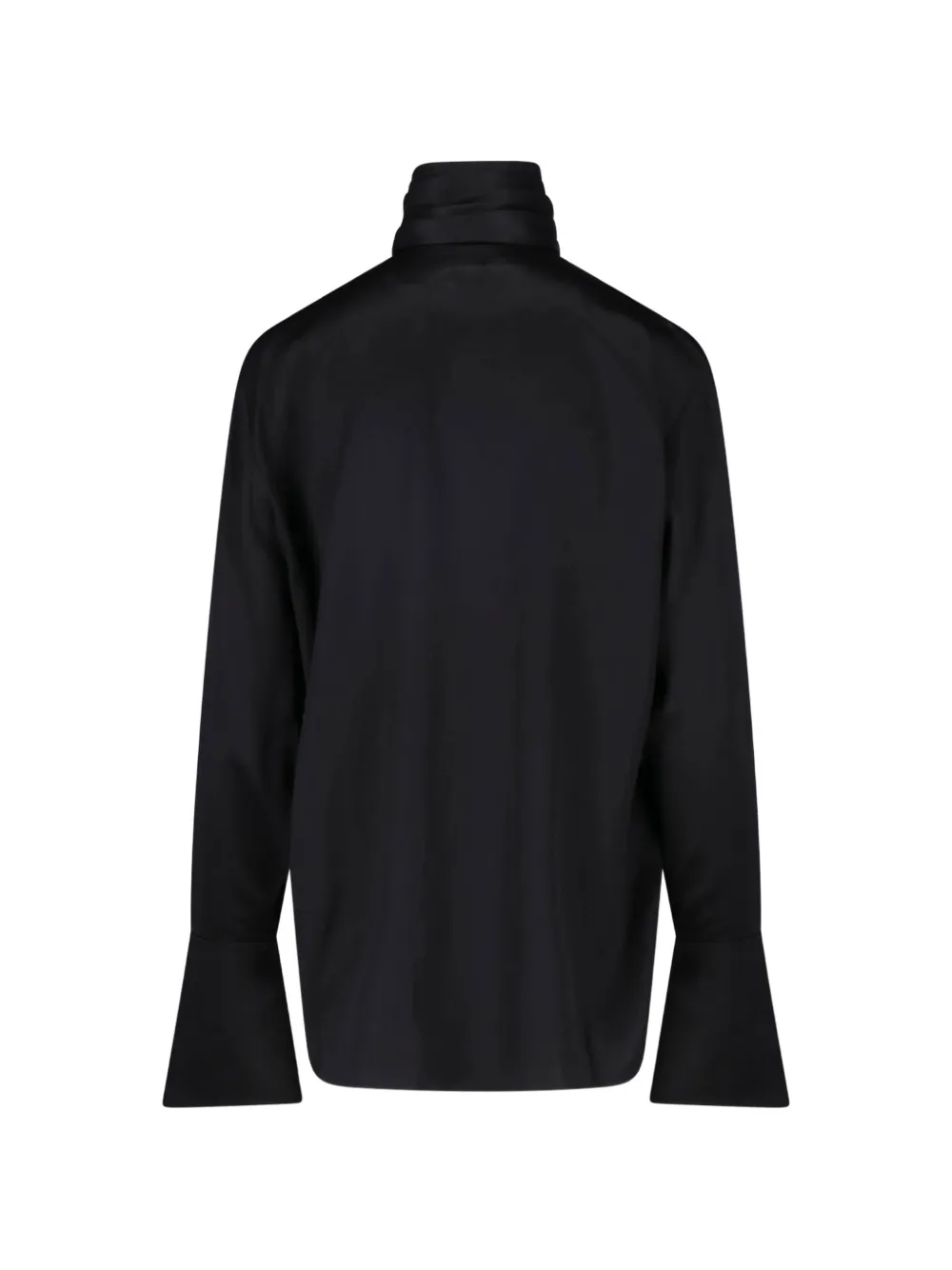 SA SU PHI Blouse met strikhals en uitlopende manchetten Zwart