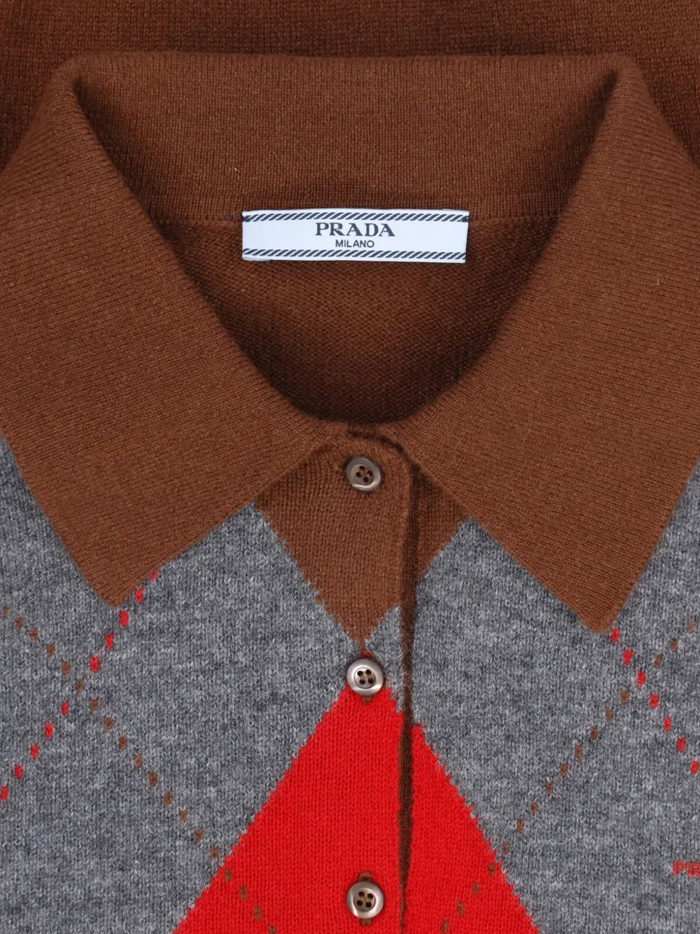 Prada Kasjmier polotrui met argyle-patroon Bruin