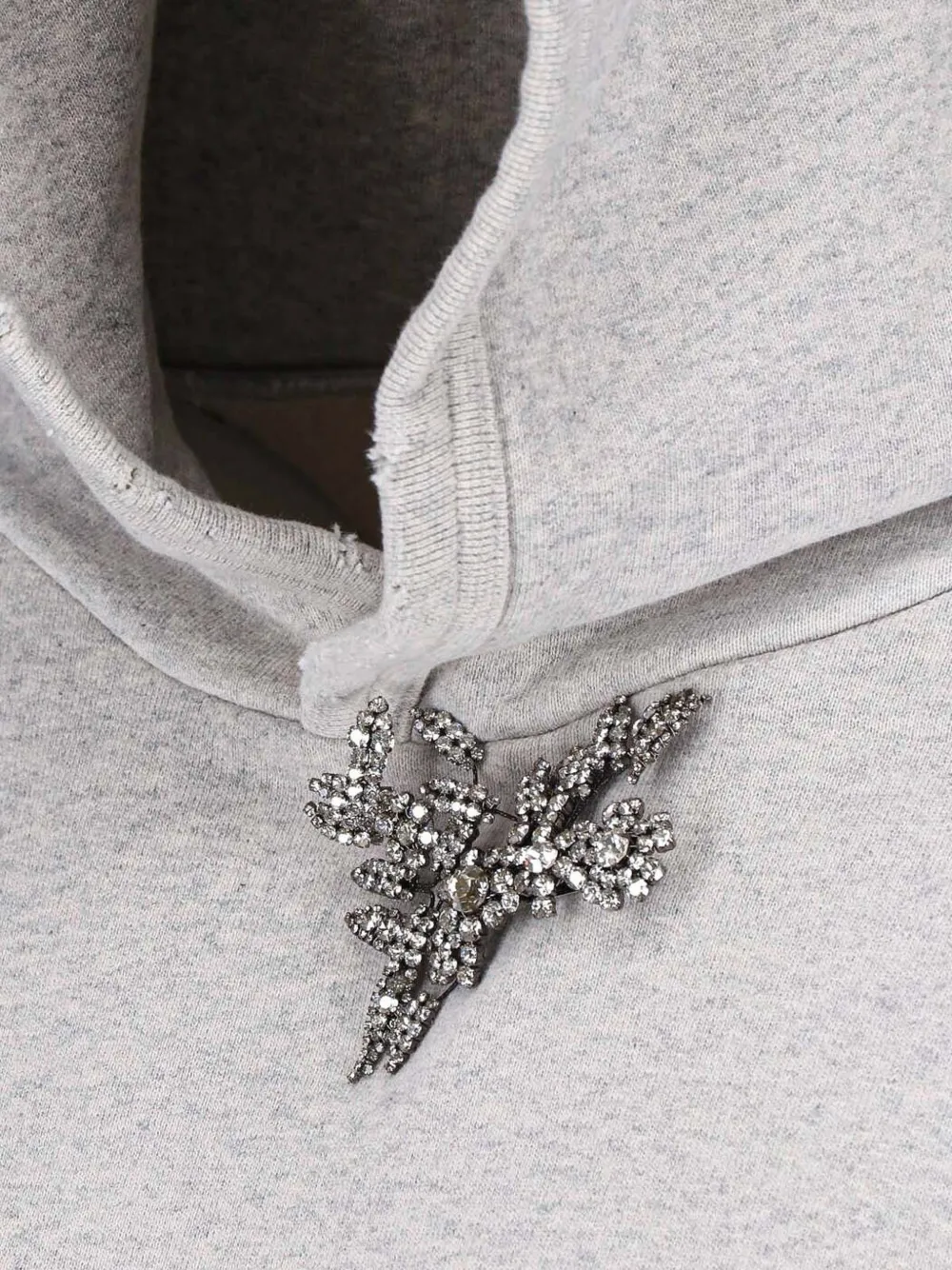 Prada Fleece hoodie met broche Grijs