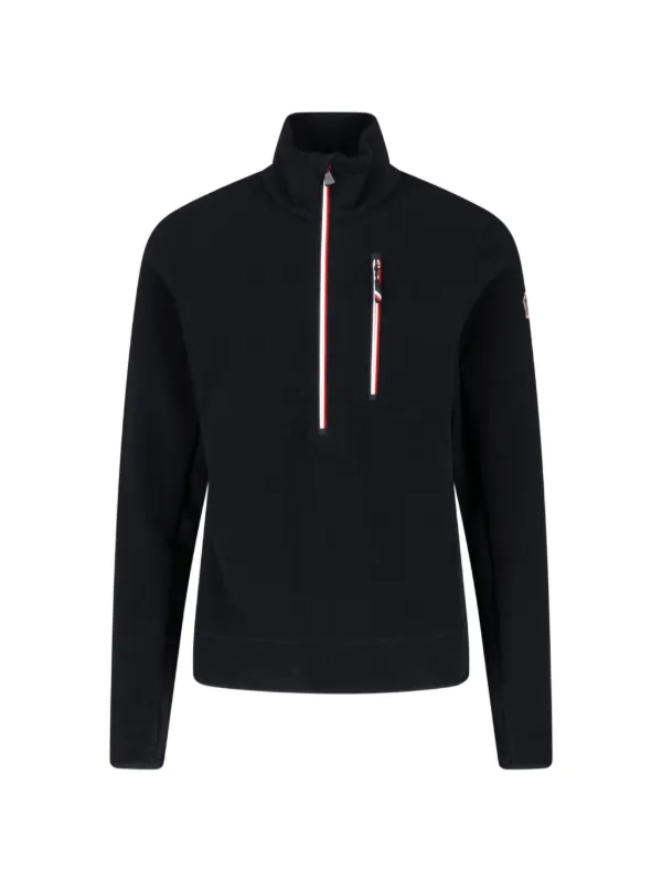 Moncler Grenoble Half-zip Logo-patch Sweatshirt in Black