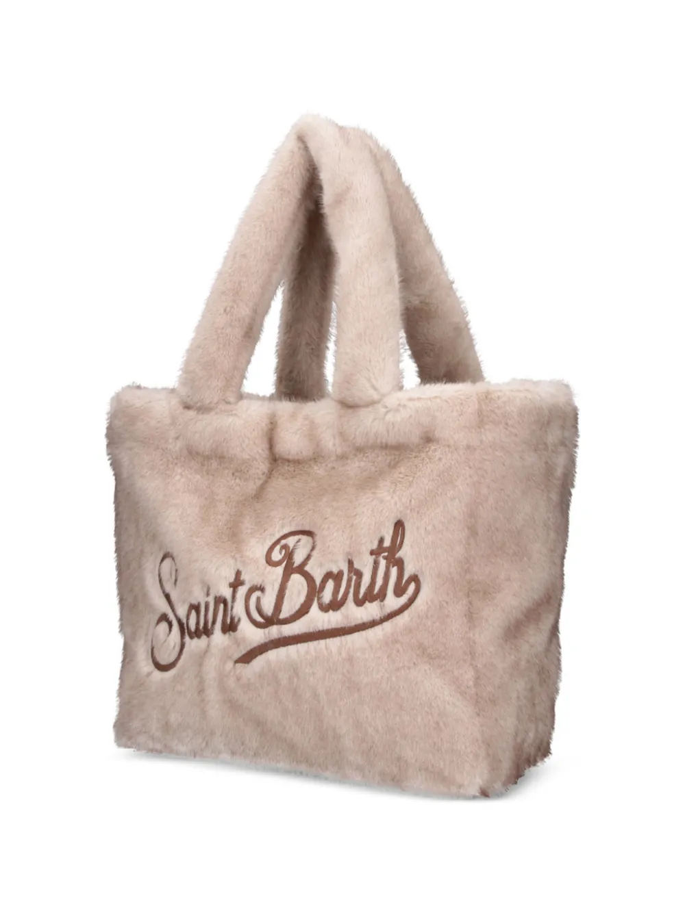 MC2 Saint Barth Kids logo-embroidered faux-fur shoulder bag Beige