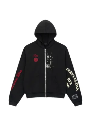 AMIRI Varsity Patch Oversized Zip Hoodie | Black | FARFETCH