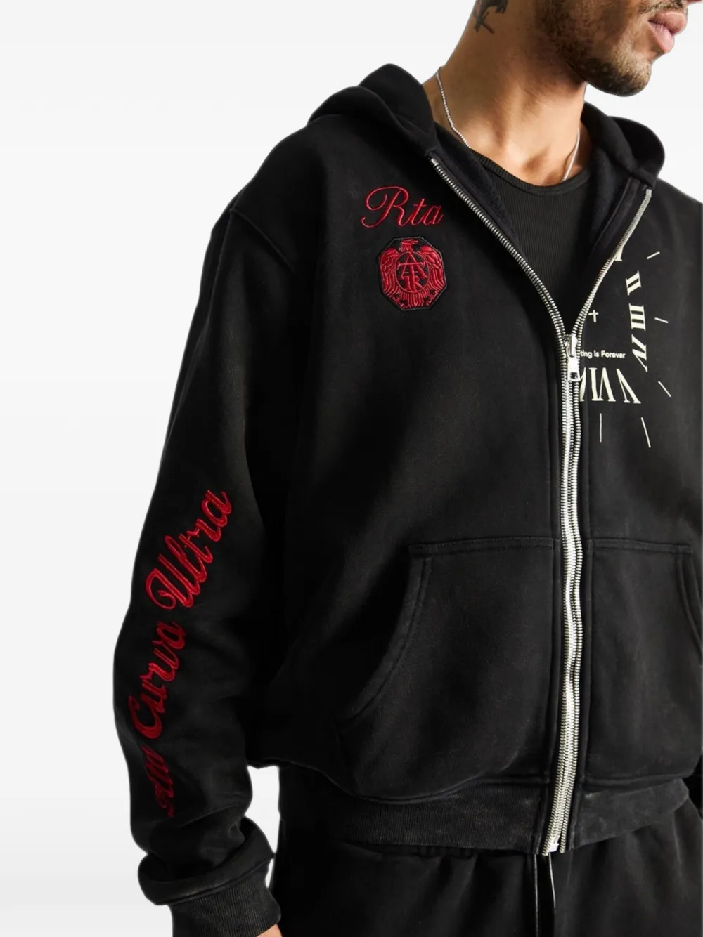 RTA Riko hoodie met rits Zwart