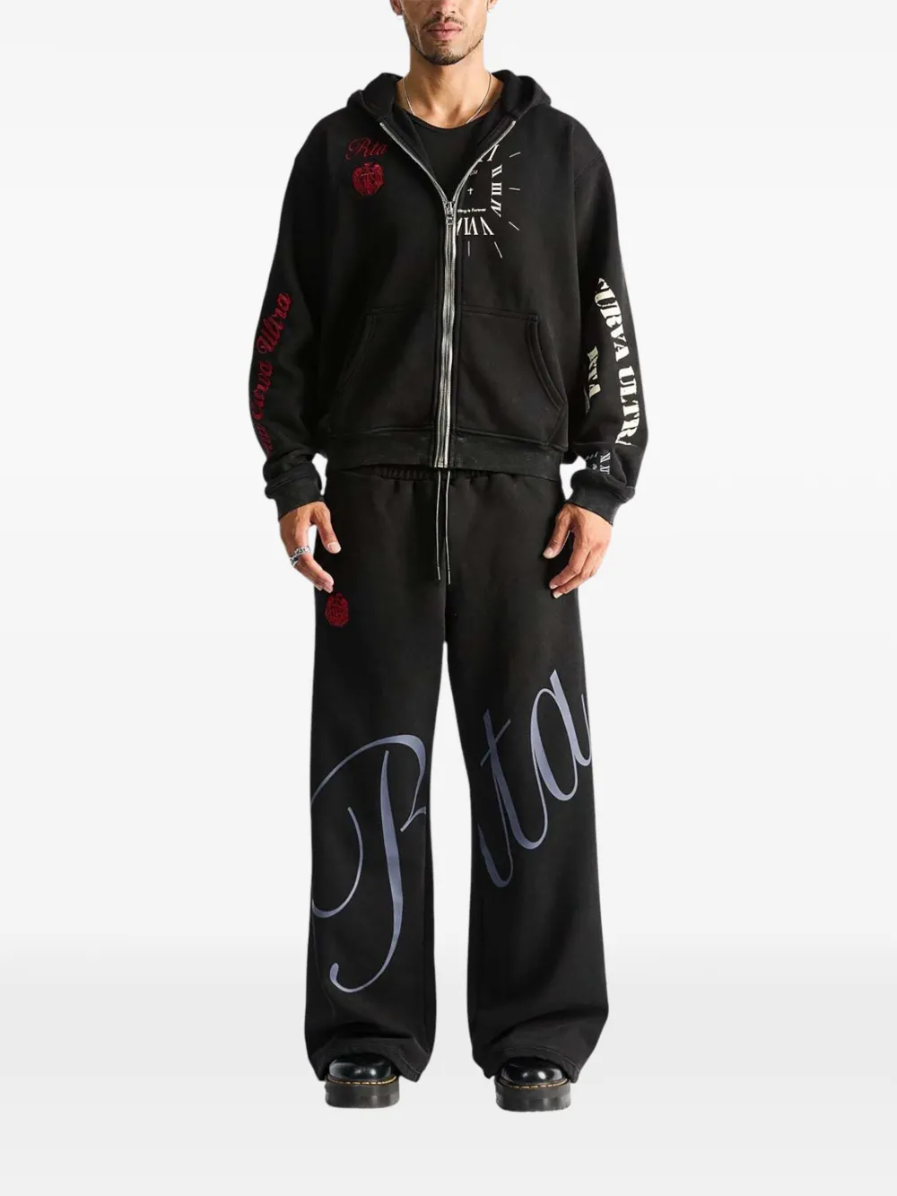 RTA Riko hoodie met rits Zwart