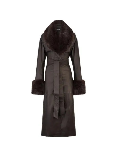 ROTATE BIRGER CHRISTENSEN faux-fur collar leather coat 