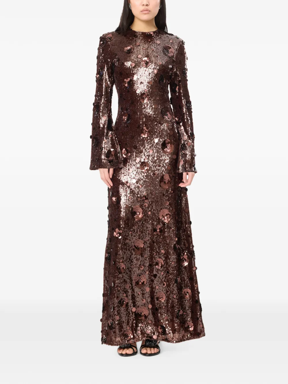 ROTATE BIRGER CHRISTENSEN Maxi-jurk met pailletten Bruin