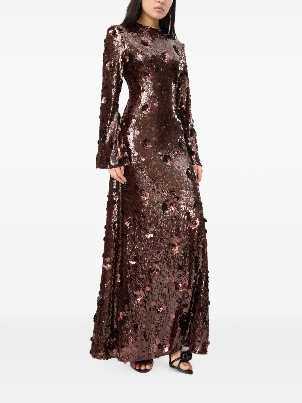 ROTATE BIRGER CHRISTENSEN Maxi-jurk met pailletten Bruin