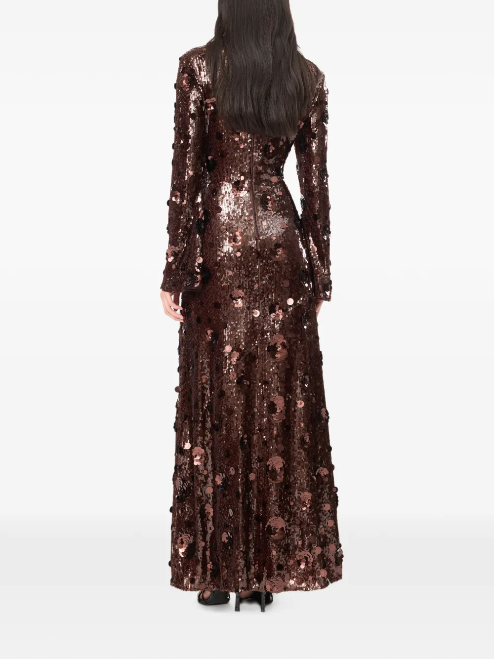 ROTATE BIRGER CHRISTENSEN Maxi-jurk met pailletten Bruin