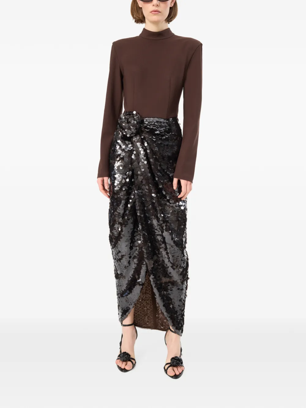 ROTATE BIRGER CHRISTENSEN Midi-jurk met geknoopt detail Bruin