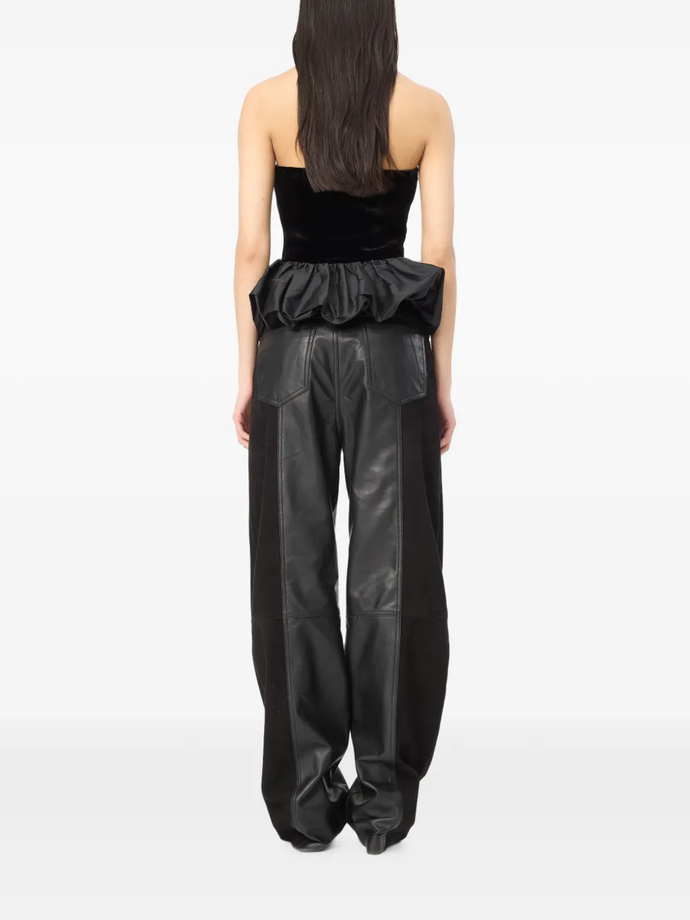 ROTATE BIRGER CHRISTENSEN Zijden fluwelen bubbelblouse Zwart