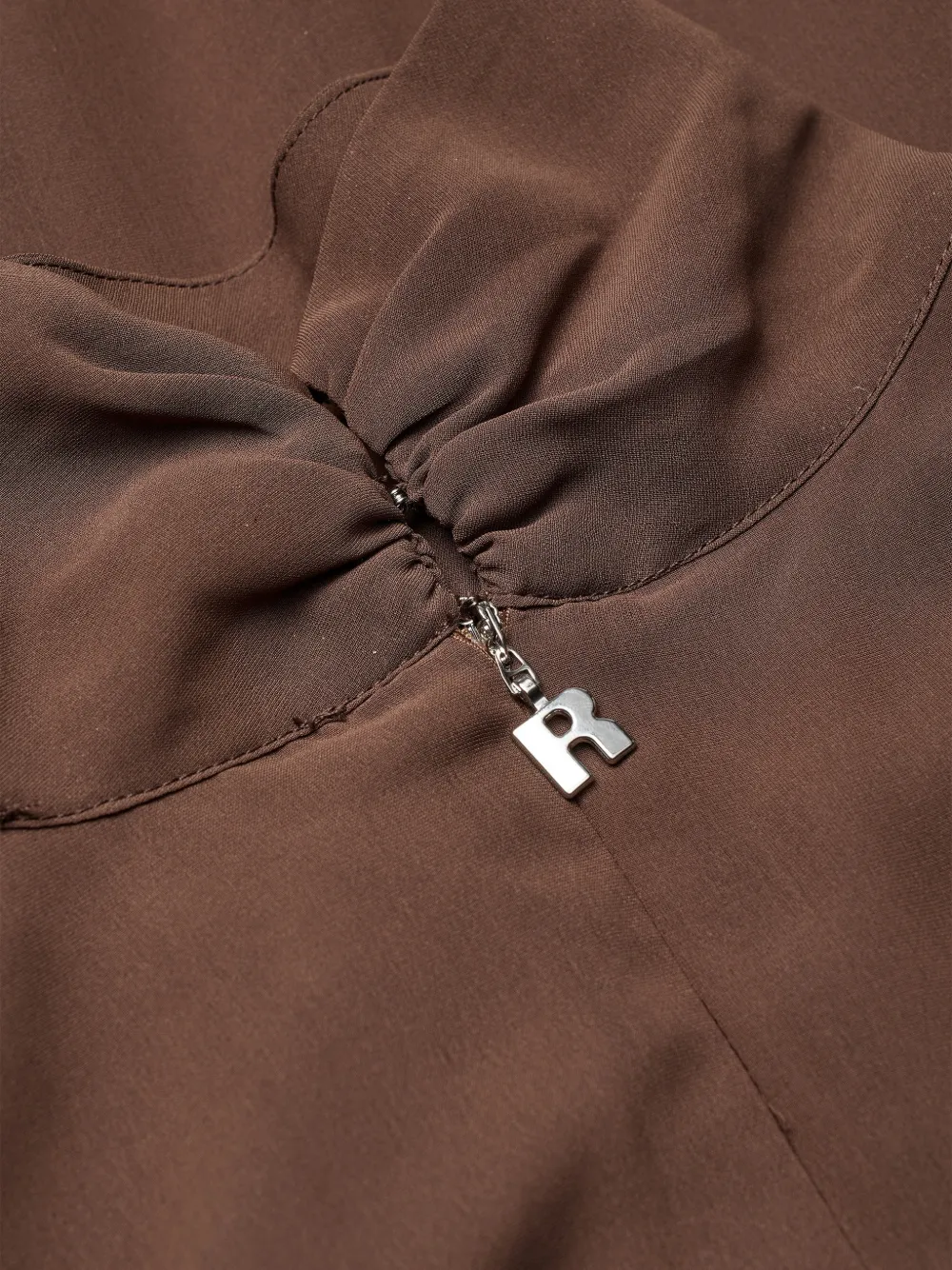 ROTATE BIRGER CHRISTENSEN Maxi-jurk met ruches en lange mouwen Bruin