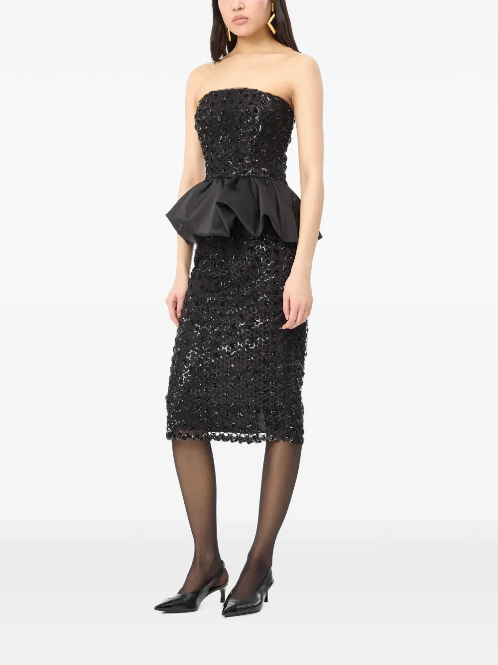 ROTATE BIRGER CHRISTENSEN Midi-rok met pailletten Zwart