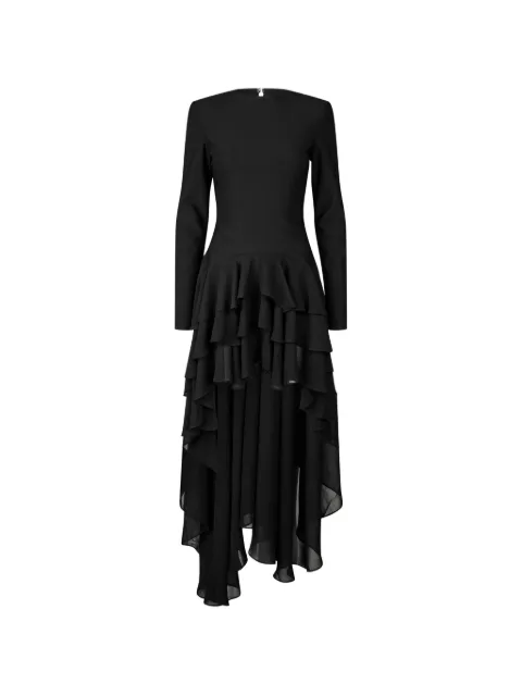 ROTATE BIRGER CHRISTENSEN long-sleeve ruffle train asymmetric dress