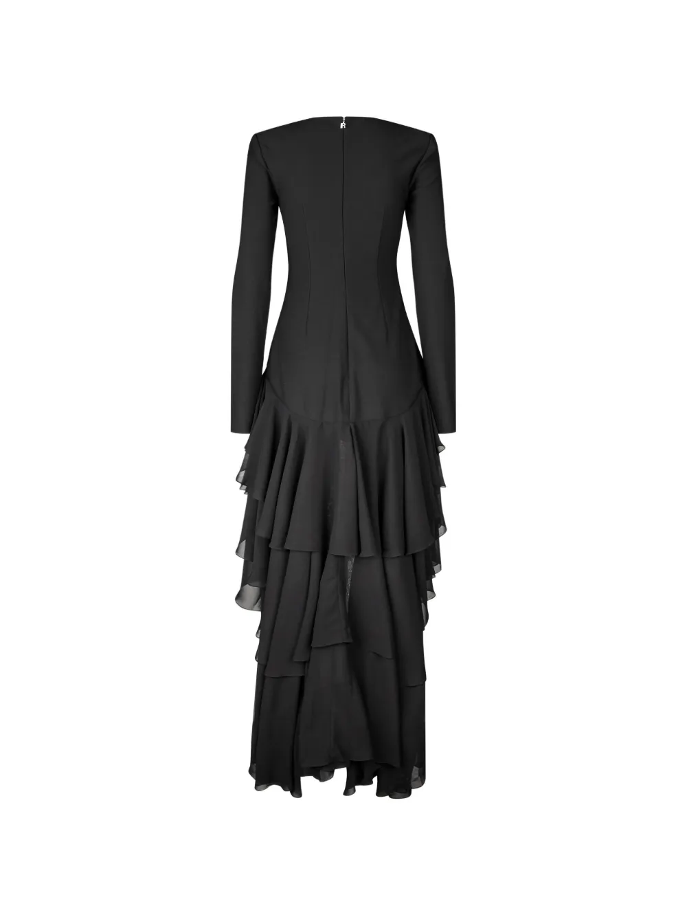 ROTATE BIRGER CHRISTENSEN Asymmetrische jurk met ruches en lange mouwen Zwart