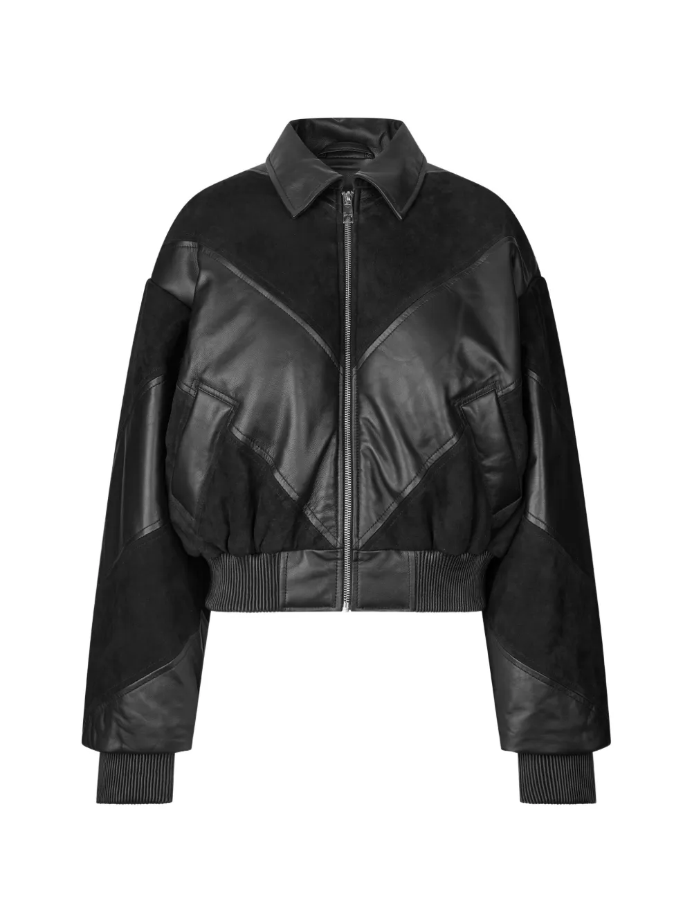 ROTATE BIRGER CHRISTENSEN Lederjacke mit Kontrasteinsätzen - Schwarz