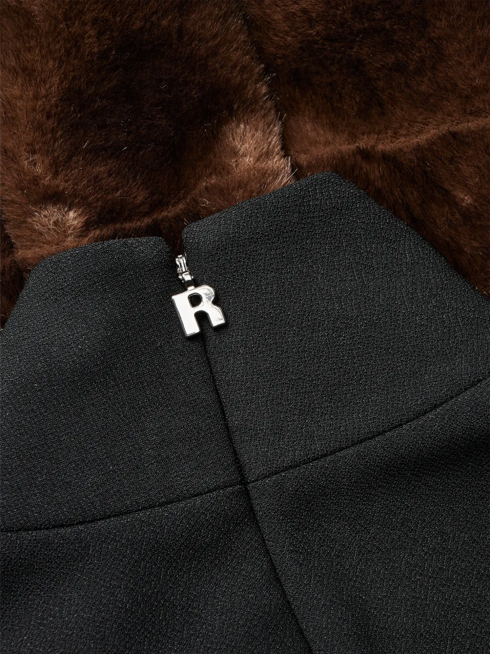 ROTATE BIRGER CHRISTENSEN Mini-jurk met afwerking van imitatiebont en lange mouwen Zwart