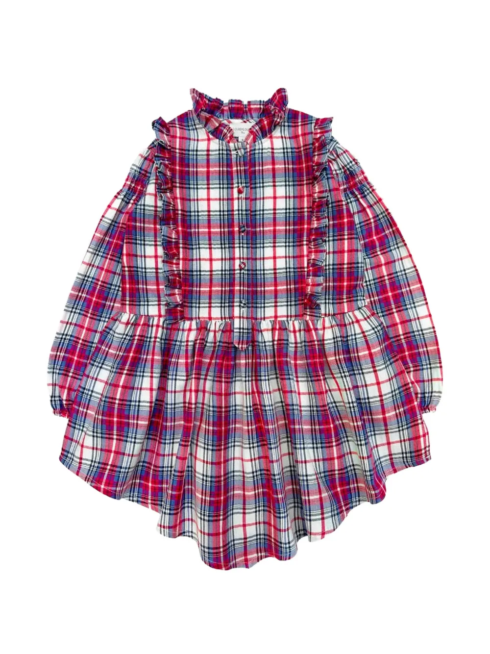 Louis Louise Galante ruffled tartan dress - Blanc