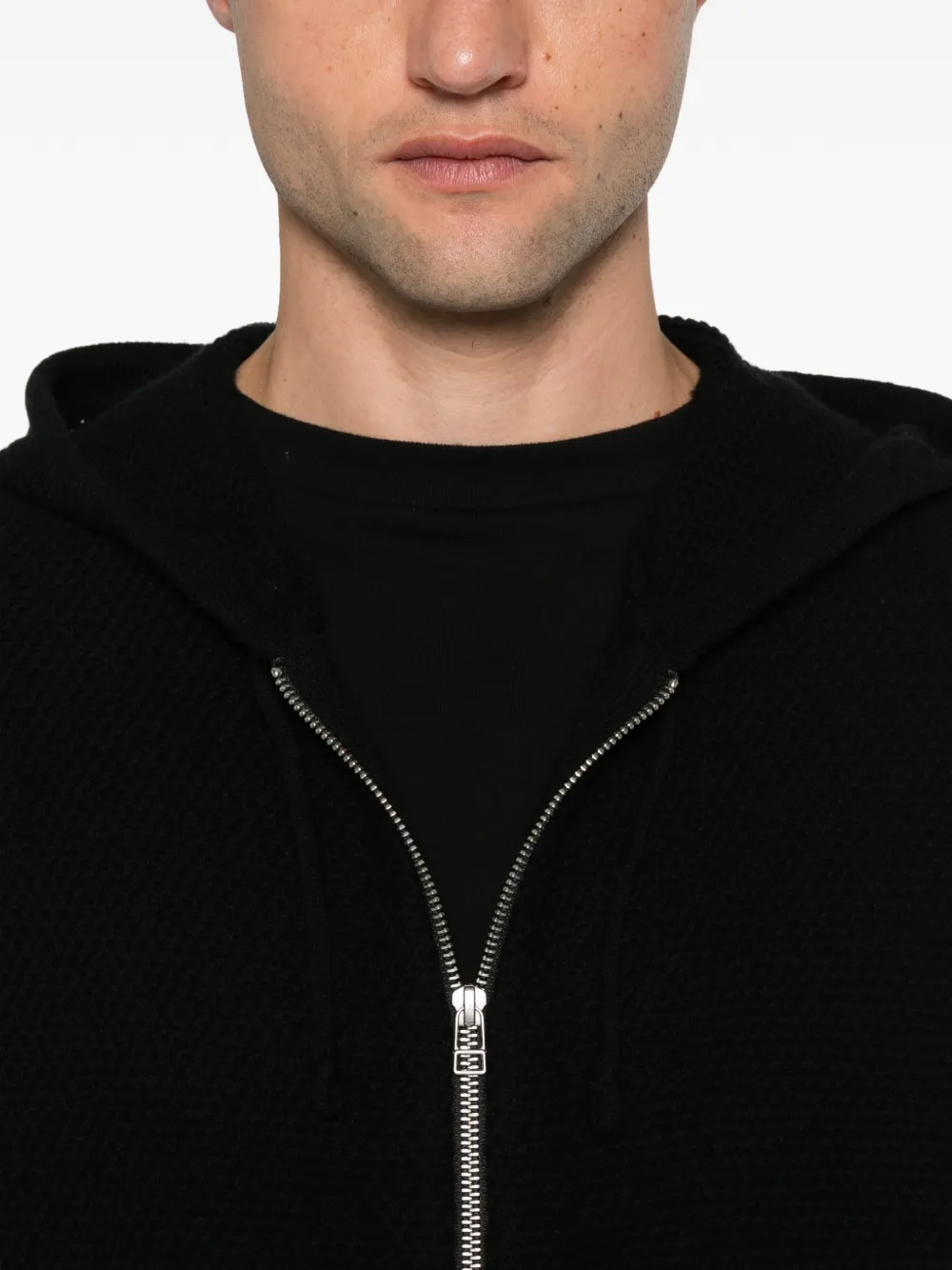 Stüssy Hoodie van merinowol met rits Zwart